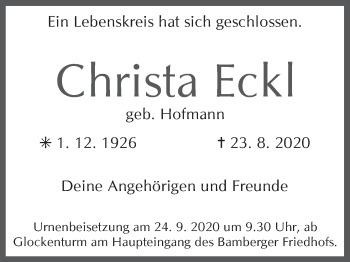 Anzeige von Christa Eckl von MGO