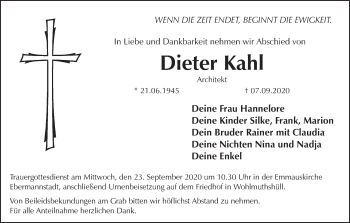 Anzeige von Dieter Kahl von MGO