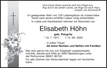 Anzeige von Elisabeth Höhn von MGO