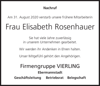 Anzeige von Elisabeth Rosenhauer von MGO