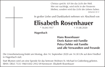 Anzeige von Elisabeth Rosenhauer von MGO