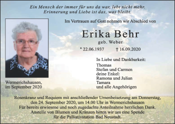 Anzeige von Erika Behr von MGO