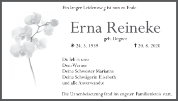 Anzeige von Erna Reineke von MGO
