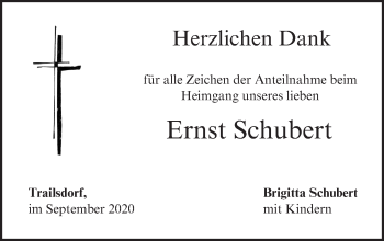 Anzeige von Ernst Schubert von MGO