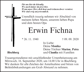 Anzeige von Erwin Fichna von MGO