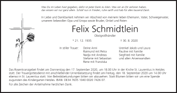 Anzeige von Felix Schmidtlein von MGO