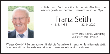 Anzeige von Franz Seith von MGO