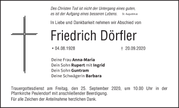 Anzeige von Friedrich Dörfler von MGO