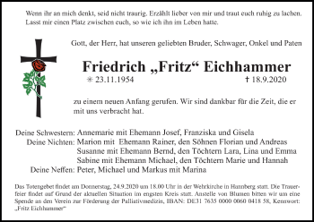 Anzeige von Friedrich Eichhammer von MGO