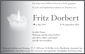 Anzeige von Fritz Dorbert von MGO