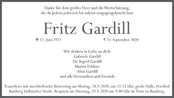 Anzeige von Fritz Gardill von MGO