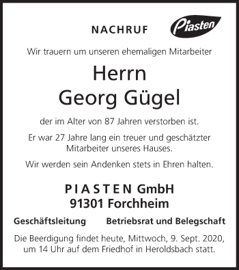 Anzeige von Georg Gügel von MGO