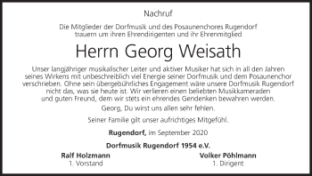 Anzeige von Georg Weisath von MGO