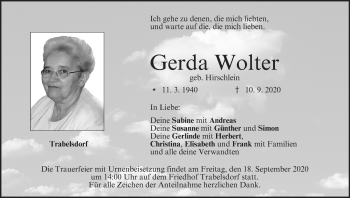 Anzeige von Gerda Wolter von MGO