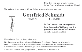 Anzeige von Gottfried Schmidt von MGO