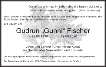 Anzeige von Gudrun Fischer von MGO