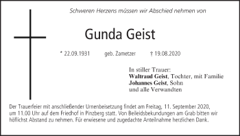 Anzeige von Gunda Geist von MGO