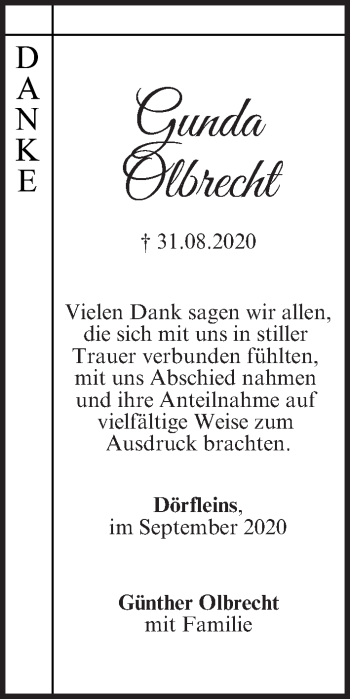 Anzeige von Gunda Olbrecht von MGO