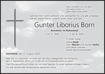Anzeige von Gunter Liborius Born von MGO