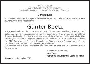 Anzeige von Günter Beetz von MGO