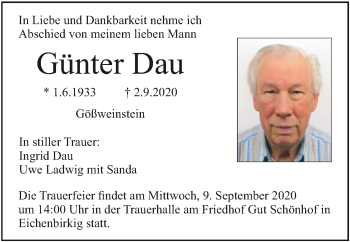 Anzeige von Günter Dau von MGO