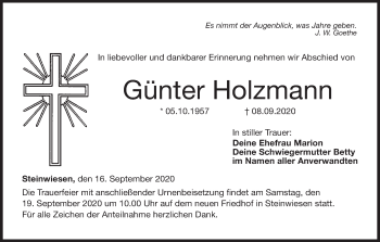 Anzeige von Günter Holzmann von MGO