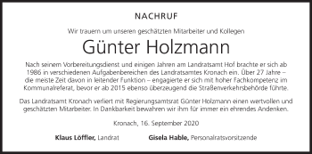 Anzeige von Günter Holzmann von MGO