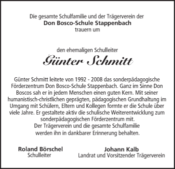 Anzeige von Günter Schmitt von MGO