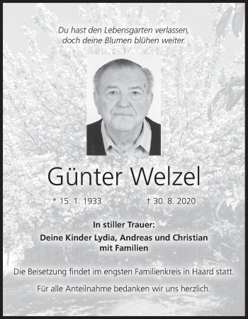 Anzeige von Günter Welzel von MGO