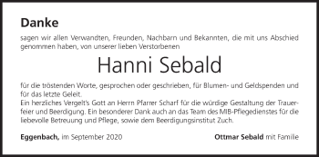 Anzeige von Hanni Sebald von MGO