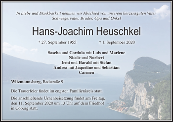Anzeige von Hans-Joachim Heuschkel von MGO