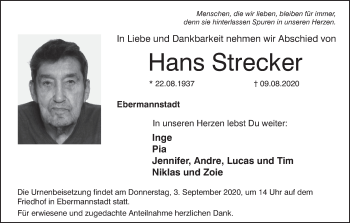 Anzeige von Hans Strecker von MGO