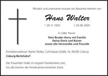 Anzeige von Hans Walter von MGO