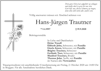 Anzeige von Hans Jürgen Trautner von MGO