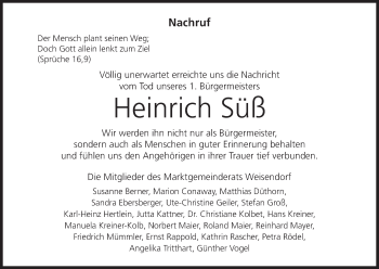 Anzeige von Heinrich Süß von MGO