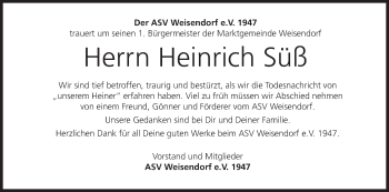 Anzeige von Heinrich Süß von MGO