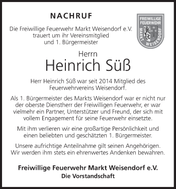 Anzeige von Heinrich Süß von MGO