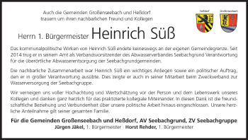 Anzeige von Heinrich Süß von MGO