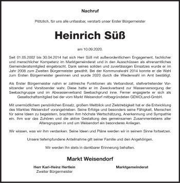 Anzeige von Heinrich Süß von MGO