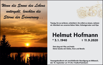 Anzeige von Helmut Hofmann von MGO