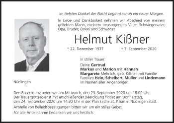 Anzeige von Helmut Kißner von MGO