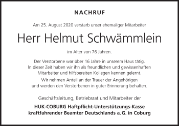 Anzeige von Helmut Schwämmlein von MGO