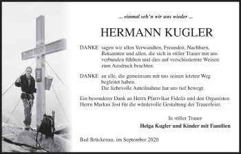 Anzeige von Hermann Kugler von MGO