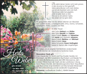 Anzeige von Herta Weber von MGO