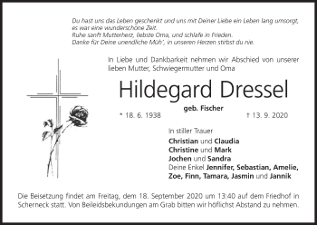 Anzeige von Hildegard Dressel von MGO