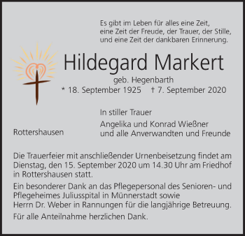 Anzeige von Hildegard Markert von MGO