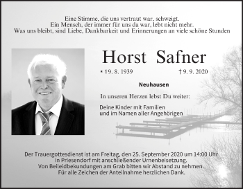 Anzeige von Horst Safner von MGO