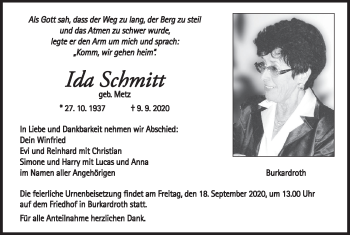 Anzeige von Ida Schmitt von MGO