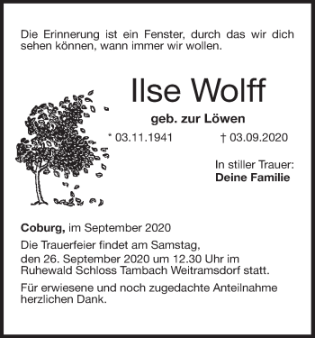 Anzeige von Ilse Wolff von MGO