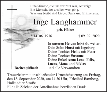 Anzeige von Inge Langhammer von MGO